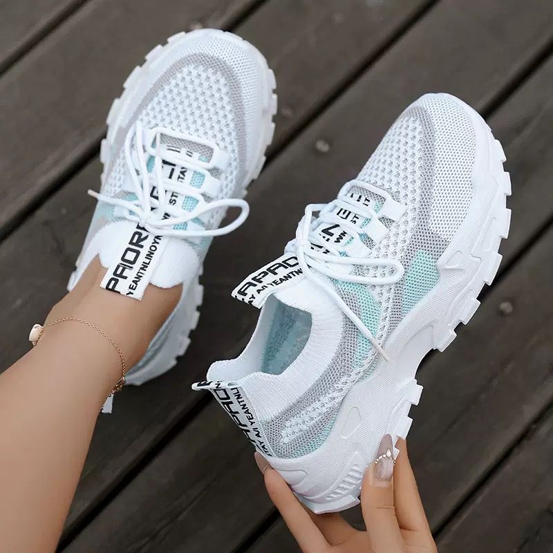New Arrivals Big Size Women's Casual Sports Shoes Girl's Shoes Fashion Breathable Soft Soled Shoes Ladies' Athletic Running Shoes White