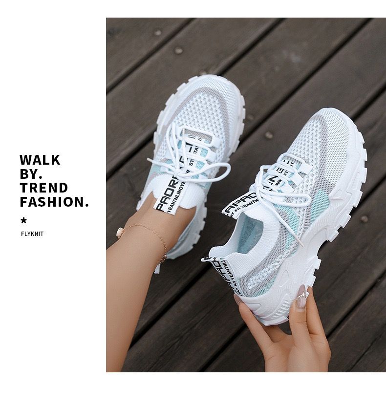 New Arrivals Big Size Women's Casual Sports Shoes Girl's Shoes Fashion Breathable Soft Soled Shoes Ladies' Athletic Running Shoes White
