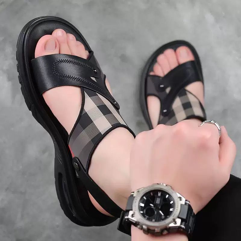 Brave shop New Arrivals Fashion Men's Two Ways To Wear Sandal Men's Casual Open Shoes Fashion Driving Shoes Black