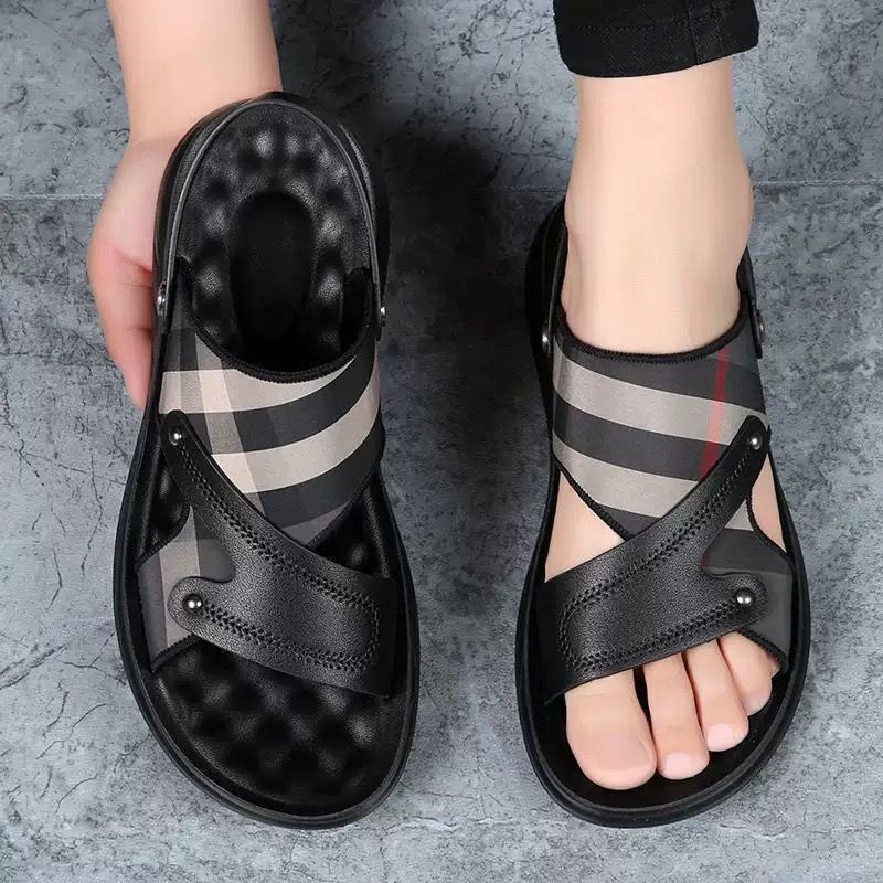 Brave shop New Arrivals Fashion Men's Two Ways To Wear Sandal Men's Casual Open Shoes Fashion Driving Shoes Black