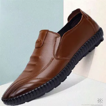 PU Business Men's Shoes Fashion Mens Casual Loafers Driving Shoes Men Party Slip-Ons Brown