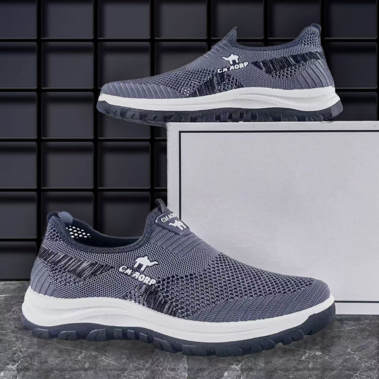 New Arrivals Fashion Sneakers Men's Running Shoes Comfortable Outdoor Casual Hiking Shoes Grey