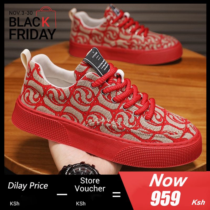 Brave shop New Arrivals Men's Casual Breathable Sports Shoes Soft Soled Hiking Shoes Students Fashion Sneakers Athletic Shoes Red