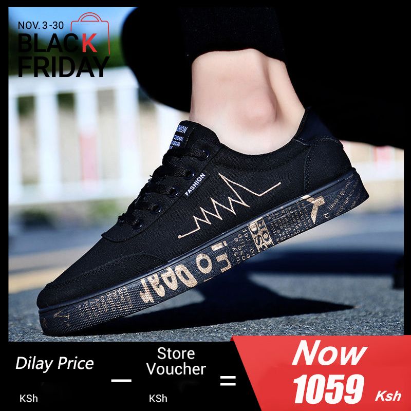 Brave shop New Arrival Fashion High Quality Men's Board Shoes Student Canvas Shoes Outdoor Casual Hiking Shoes Running Shoes Sneakers Black & Gold