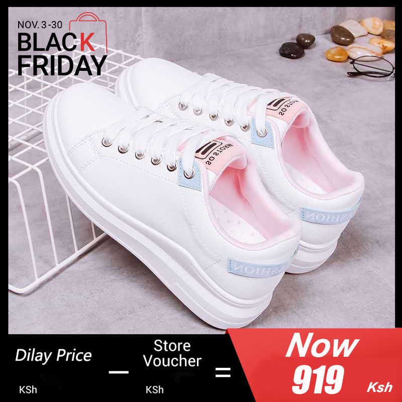 Brave shop Ladies Shoes High Quality Fashion Women Athletic Shoes Thick-soled Women shoes Increase Casual Shoes Lace-up Girls’ Sport Shoes Pink & White