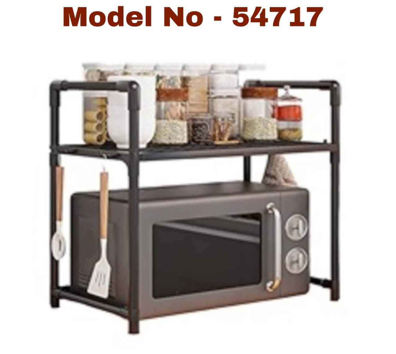 ONE LAYER METALLIC MICROWAVE STAND, Heavy Duty Expandable Metallic Microwave Stand.One Layer Durable Kitchen Organizer. Easy to Clean, modern and neutral finish and industrial look blend effortlessly.
