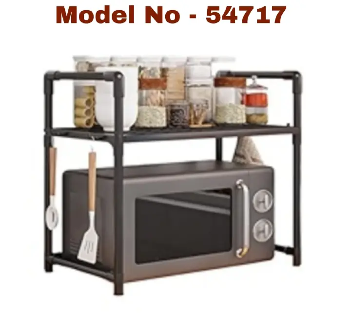 ONE LAYER METALLIC MICROWAVE STAND, Heavy Duty Expandable Metallic Microwave Stand.One Layer Durable Kitchen Organizer. Easy to Clean, modern and neutral finish and industrial look blend effortlessly.