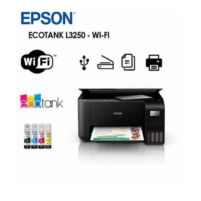 Epson EcoTank L3250 A4 WiFi Wireless All in One Ink Tank Printer, Standard size and Color Output. Wi-Fi and Wi-Fi Direct Connectivity. Printer Type :Print, Scan, Copy. Operating System: Windows.