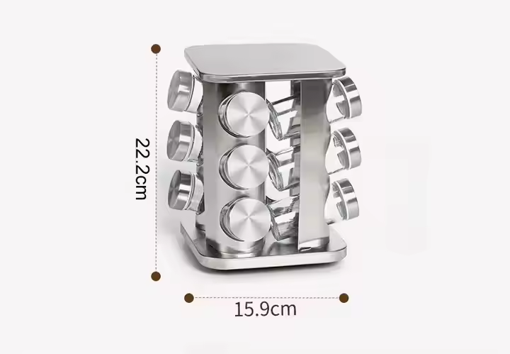 Spice Carousel 12 Rotating Spice Jars Elegant Design, Rack Revolving Rotating Countertop, Spice Organizer, seasoning set, Carousel Stainless Steel Stand Storage Holder, Wear Resistance,stainless steel