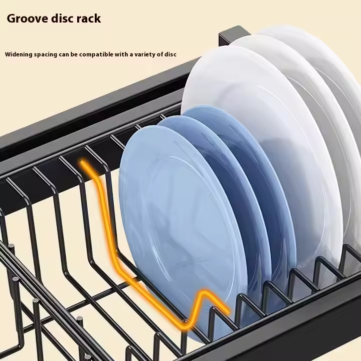 High quality heavy duty over the sink dish rack 
▶️Modern
▶️Size 85cm
▶️material: Carbon steel metal 
▶️Color: black 
▶️Scratch and rust resistance
▶️Corrosion Resistant, Dustproof,