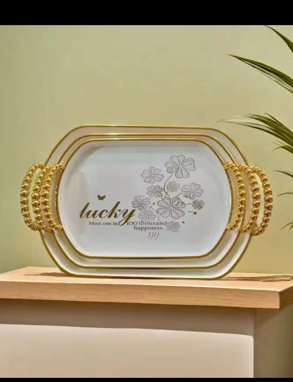 Set of 3 Acrylic Trays Set of 3 Clear Acrylic Trays – elegant and versatile
Durable & Sturdy Acrylic – lightweight and break-resistant
Golden Thickened Handles – stylish and comfortable to hold