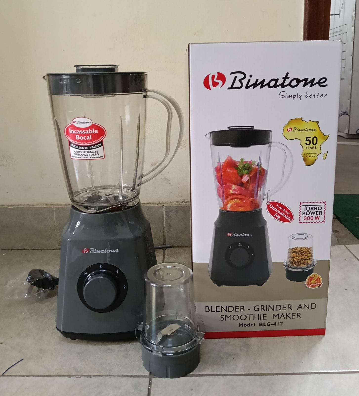 BINATONE 2 IN 1 BLENDER-GRINDER. designed to handle both blending and grinding with ease. Perfect for smoothies, juices, purees, spices, and dry ingredients, this versatile appliance is a must have.