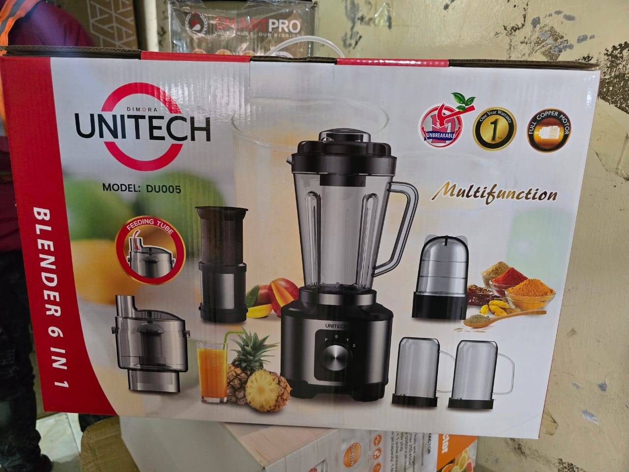 Unitech 6 in 1 food processor blender,It is specially made for food smoothening and has the ability to crush the seed of tomatoes to fine paste. it can be used for nuts, beans, maize, tomatoes