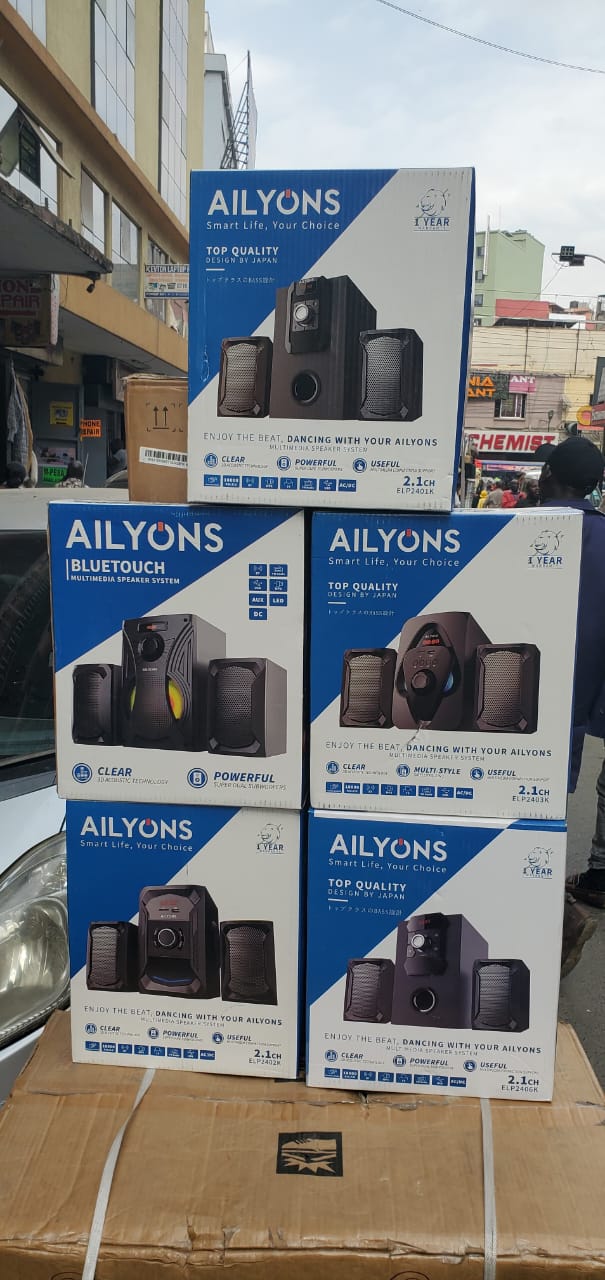 2.1ch Ailyons subwoofer system. This speaker features loud volume & good bass sound quality; room filling sound. Its perfect for home, dorm room