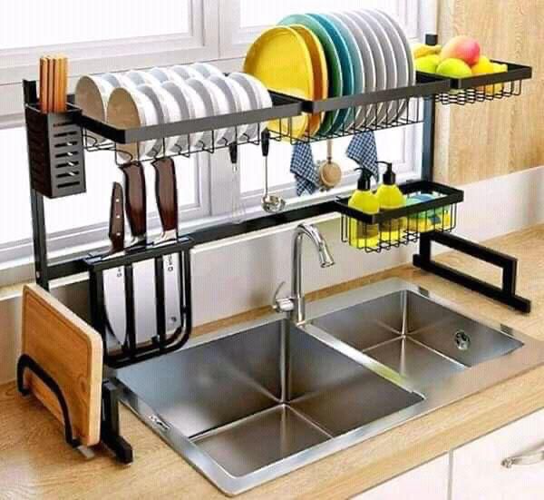 Over the sink dish drainer,sit across your sink, so that water from freshly washed dishes drains directly into the sink instead of pooling on your countertop. It’s typically made from rust-resistant .