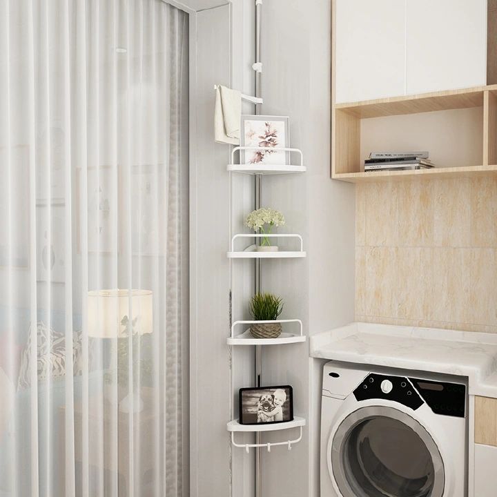 3.2M Punch-free stainless steel bathroom rack bathroom corner multi-layer tray tripod storage shelf (58001)
