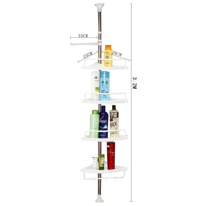 3.2M Punch-free stainless steel bathroom rack bathroom corner multi-layer tray tripod storage shelf (58001)