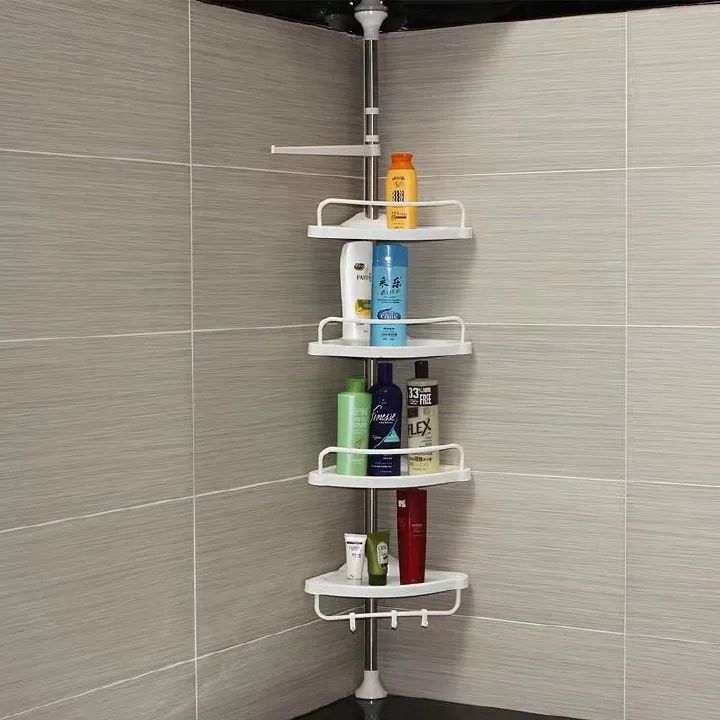 3.2M Punch-free stainless steel bathroom rack bathroom corner multi-layer tray tripod storage shelf (58001)