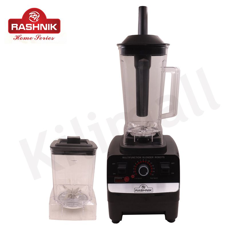 RASHNIK RN-1028  800W  15 Speed Motor Mixer Blender Juicer  2 IN 1  Multifunctional  Commercial  Blender  2.0L unbreakable jar  with One Extra Grinder                   Black,as picture