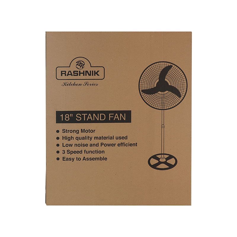 RASHNIK RN-2501 18INCH  3 Speed Control With Oscillating Function Stand  Fan Low Noise and Power Efficient Floor Fans （Fan blade color random）