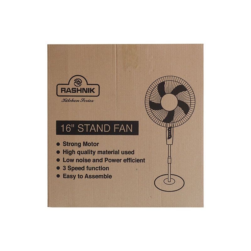 RASHNIK  RN-2503 16INCH  3 Speed Control With Oscillating Function Stand  Fan Low Noise and Power Efficient Floor Fans