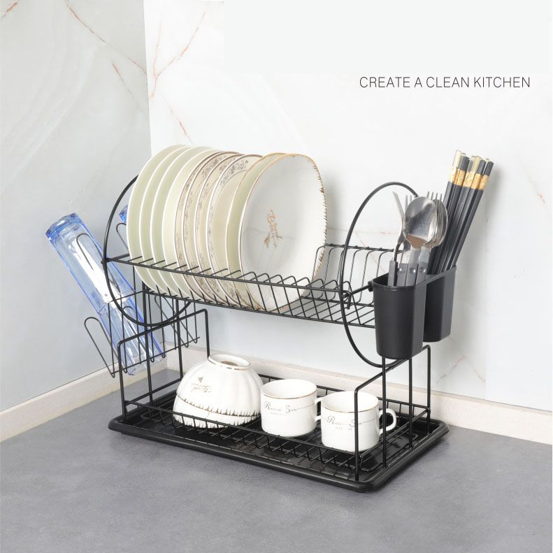 RASHNIK 18inch 2-layer dish rack dish drainer drain rack stainless steel storage rack utensils rack kitchen tools RN-1651