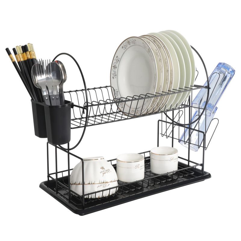 RASHNIK 18inch 2-layer dish rack dish drainer drain rack stainless steel storage rack utensils rack kitchen tools RN-1651