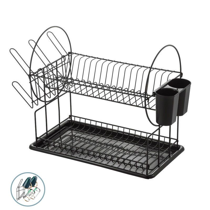 RASHNIK 18inch 2-layer dish rack dish drainer drain rack stainless steel storage rack utensils rack kitchen tools RN-1651