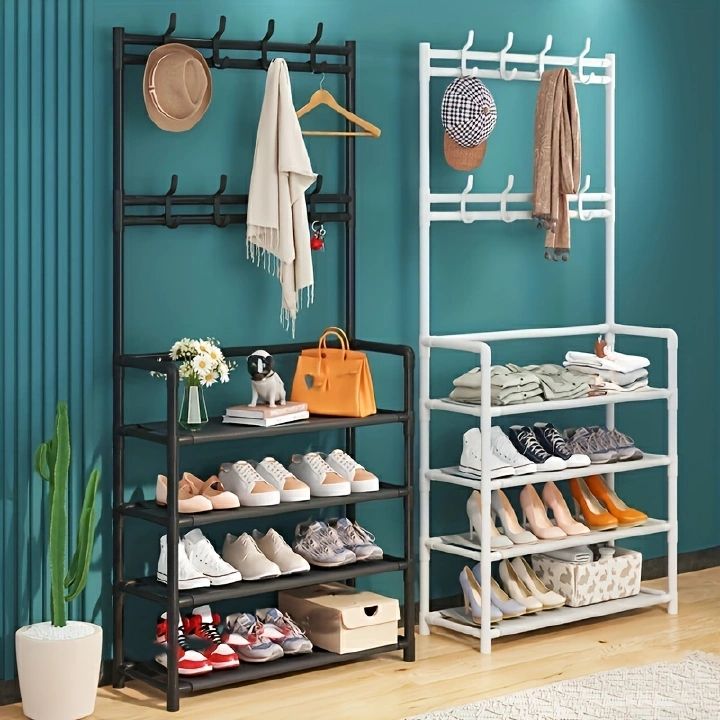 4-Layer(60*28*158CM) / 5-Layer (60*28*175CM) Shoe Rack Shelf Simple Multi-layer Shoe Cabinet Rack Household Economical Storage Rrack Coat Rack Hat Rack