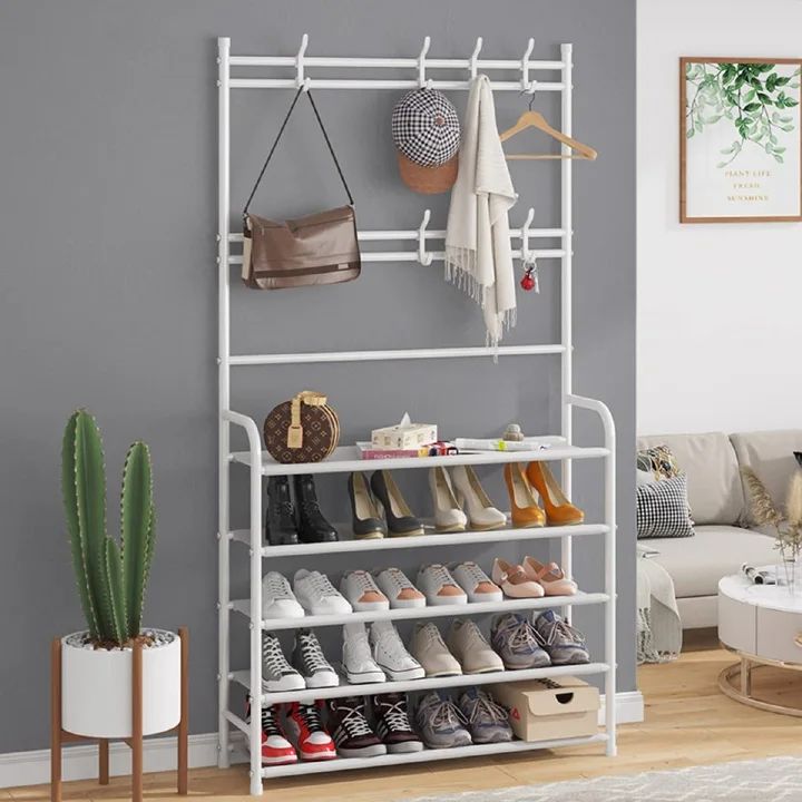 4-Layer(60*28*158CM) / 5-Layer (60*28*175CM) Shoe Rack Shelf Simple Multi-layer Shoe Cabinet Rack Household Economical Storage Rrack Coat Rack Hat Rack