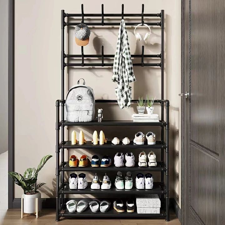 4-Layer(60*28*158CM) / 5-Layer (60*28*175CM) Shoe Rack Shelf Simple Multi-layer Shoe Cabinet Rack Household Economical Storage Rrack Coat Rack Hat Rack