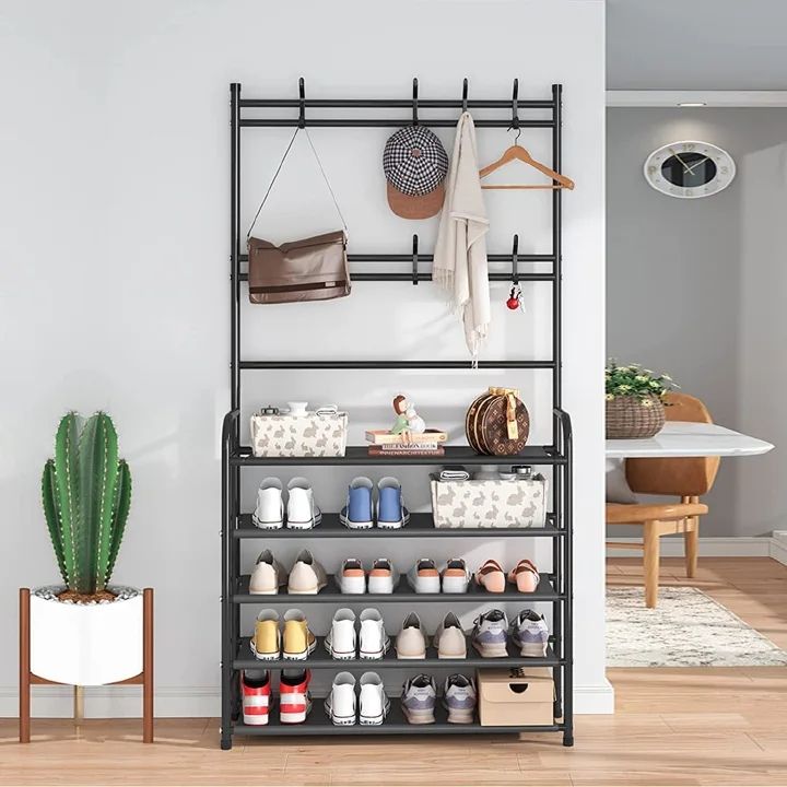 4-Layer(60*28*158CM) / 5-Layer (60*28*175CM) Shoe Rack Shelf Simple Multi-layer Shoe Cabinet Rack Household Economical Storage Rrack Coat Rack Hat Rack