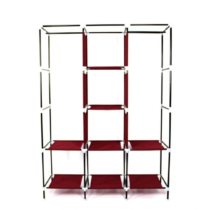 3 Columns DIY Wardrobe,Large Capacity Assemble Closet Wardrobe,Portable Closet for Bedroom,Clothes Rail with Non-Woven Fabric Cover, Clothes Storage Organizer