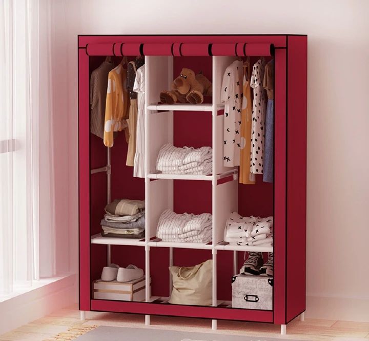 3 Columns DIY Wardrobe,Large Capacity Assemble Closet Wardrobe,Portable Closet for Bedroom,Clothes Rail with Non-Woven Fabric Cover, Clothes Storage Organizer