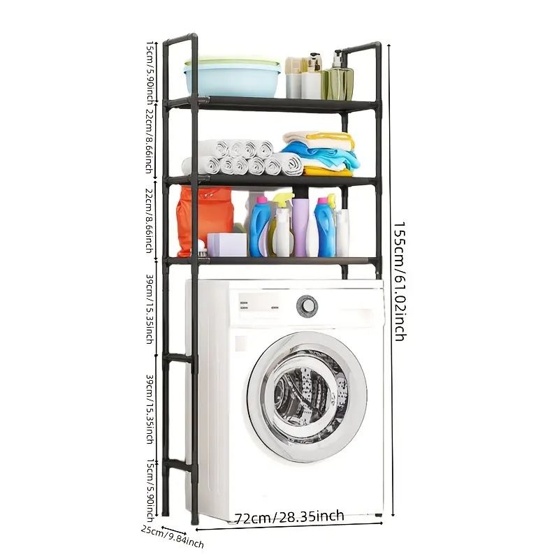3-Layer Washing Machine Rack Storage Rack Washbasin Rack multi-functional floor space-saving multi-layer storage rack  （54712）