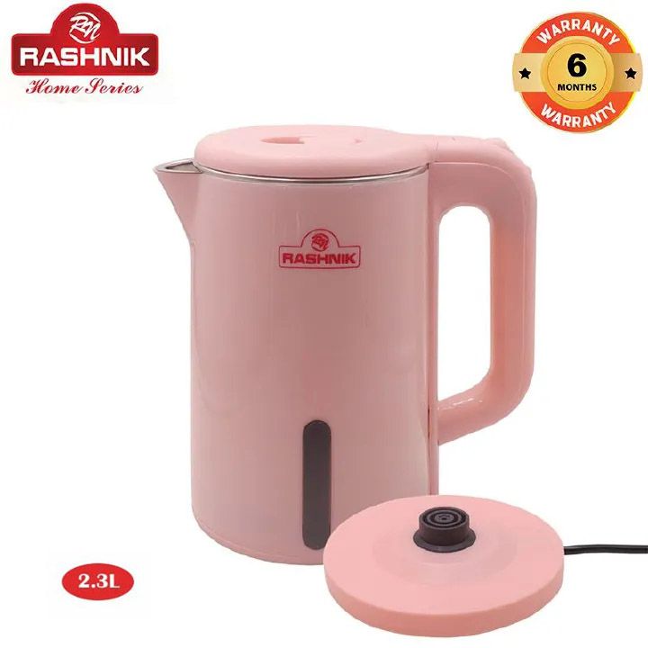 RASHNIK  RN-1155 2.3L  1500W  Electric Kettle  Plastic Insulated Double walled body enablesto keep water hot for Longer Duration  Over heat Protection
