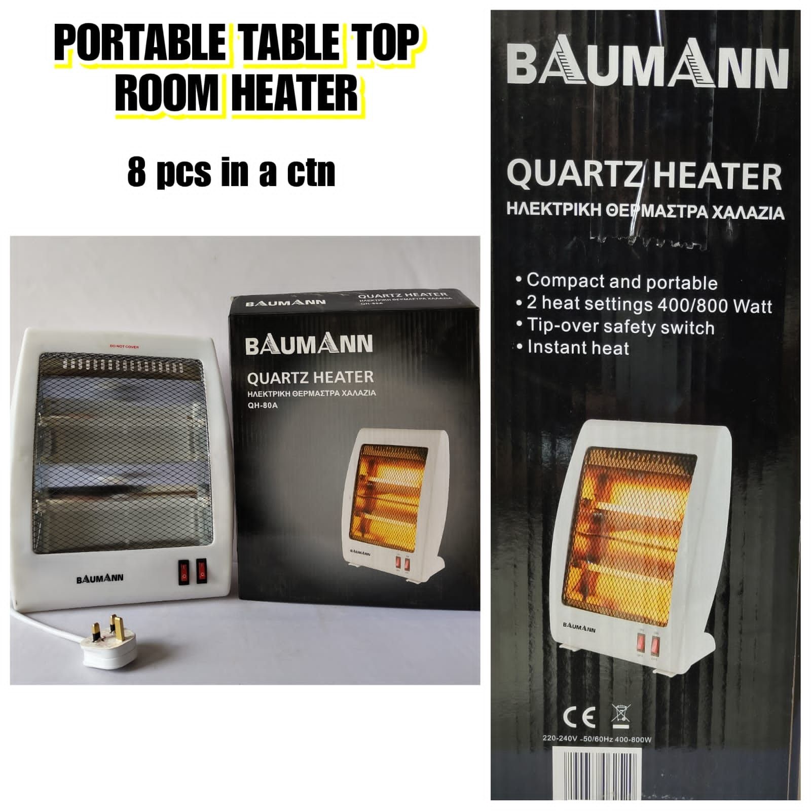 Rashnik QH-80A  2 heat 400W- 800W Halogen Electric Quartz Heater  Tip-over safety switch