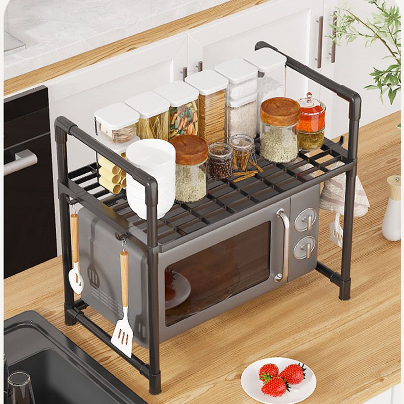 2 Layer Microwave Oven Rack Steel Pipe Support Moisture Rust Proof Kitchen Countertop Organizer Microwave Stand Utensils Tableware Storage Shelf