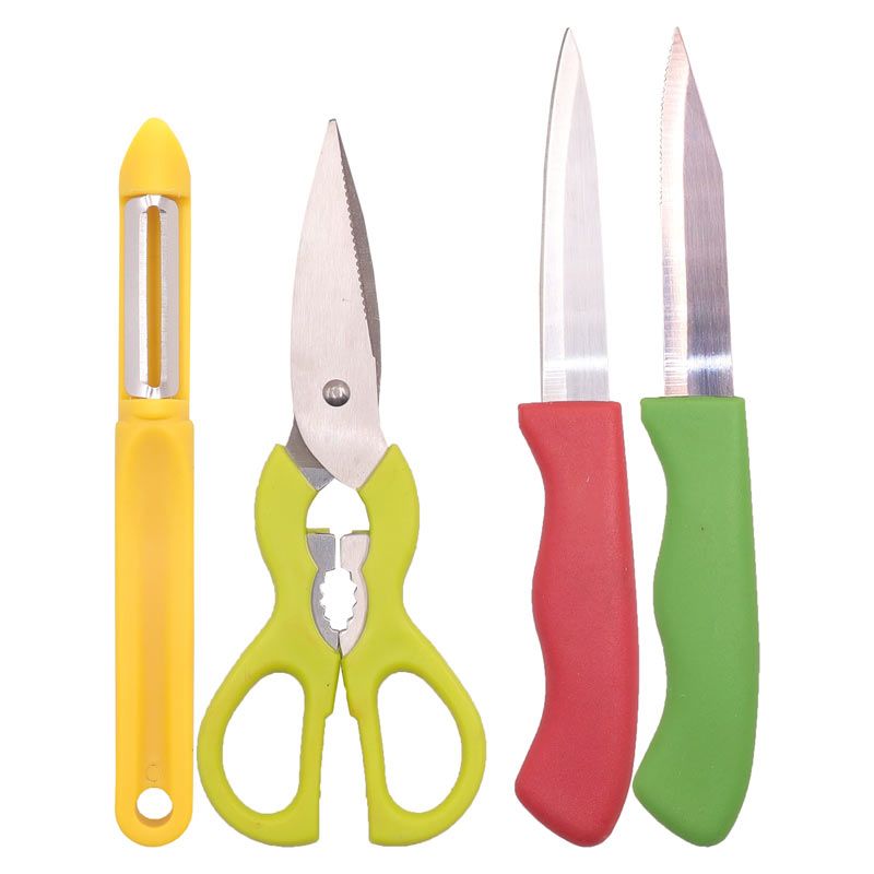 RASHNIK RN-003  5PCS/Set  Knife Set 2pcs Fruit Knife + 1pc Scissors + 1pc Peeling knife + 1pc Base