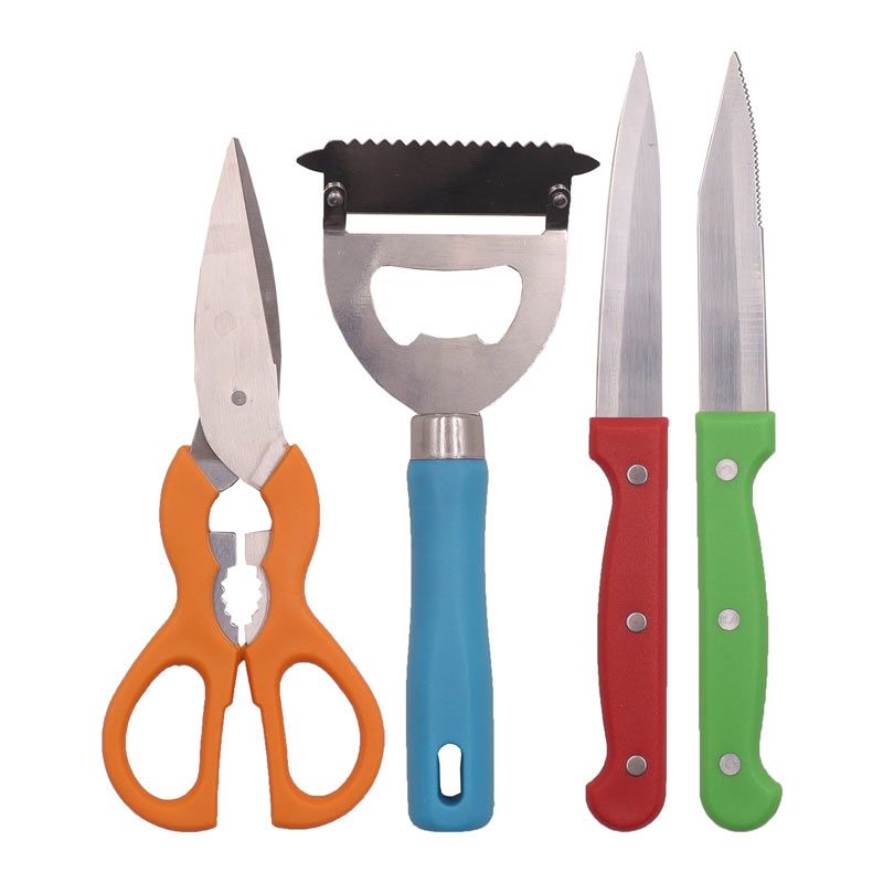 RASHNIK RN-004  5PCS/Set  Knife Set 2pcs Fruit Knife + 1pc Scissors + 1pc Bottle Opener + 1pc Base