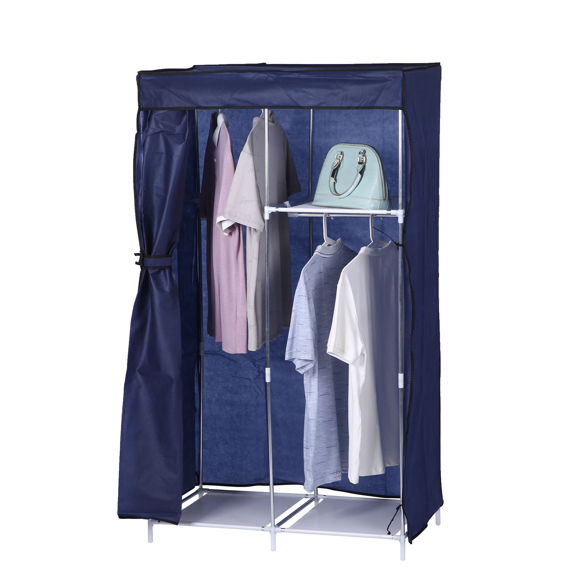 2 Columns DIY Wardrobe,Large Capacity Assemble Closet Wardrobe,Portable Closet for Bedroom,Clothes Rail with Non-Woven Fabric Cover, Clothes Storage Organizer( RN-7503）