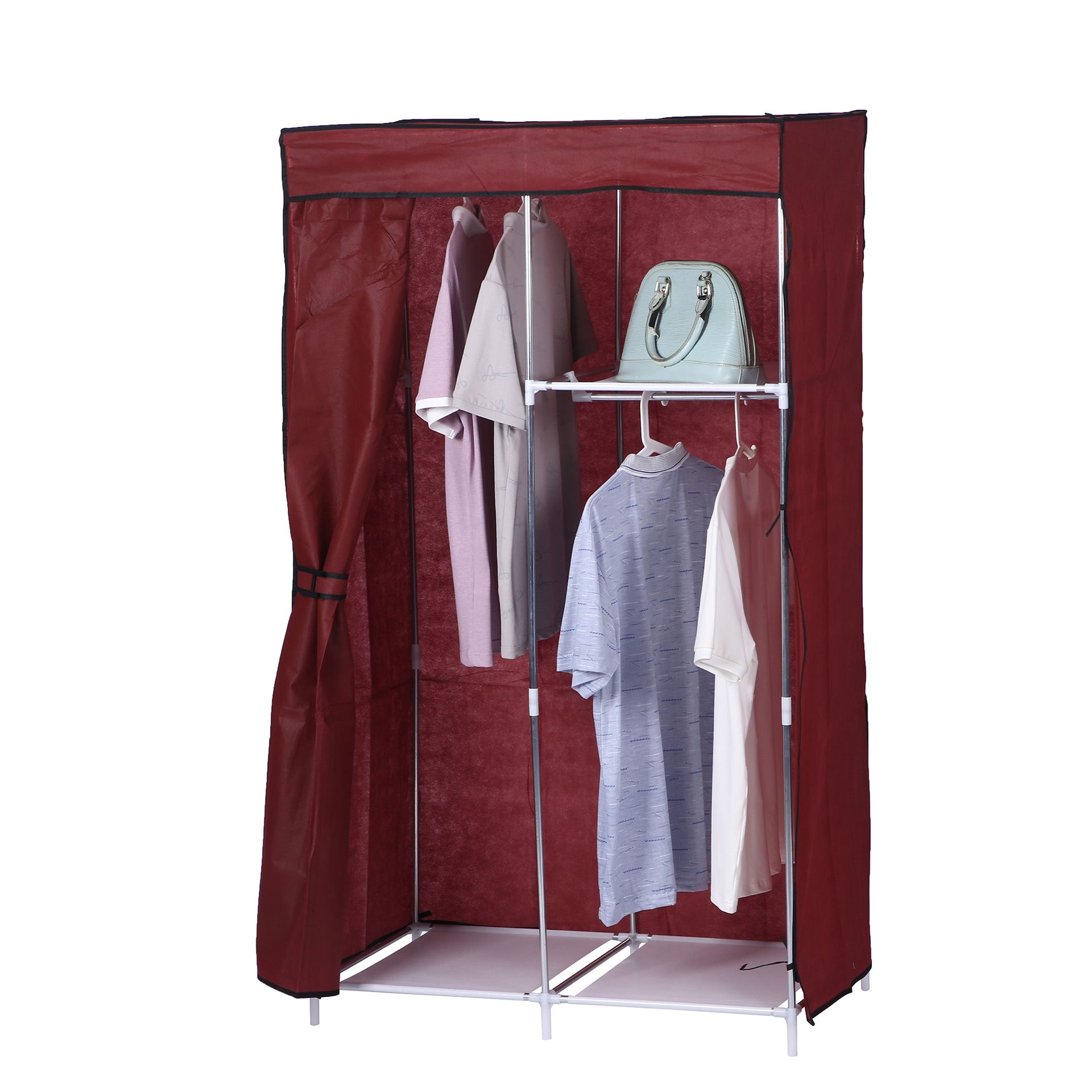 2 Columns DIY Wardrobe,Large Capacity Assemble Closet Wardrobe,Portable Closet for Bedroom,Clothes Rail with Non-Woven Fabric Cover, Clothes Storage Organizer( RN-7503）