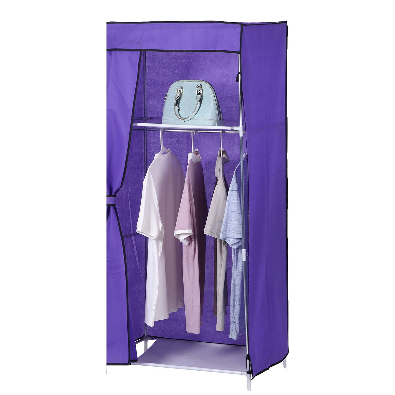 1 Columns DIY Wardrobe,Large Capacity Assemble Closet Wardrobe,Portable Closet for Bedroom,Clothes Rail with Non-Woven Fabric Cover, Clothes Storage Organizer( RN-7504）