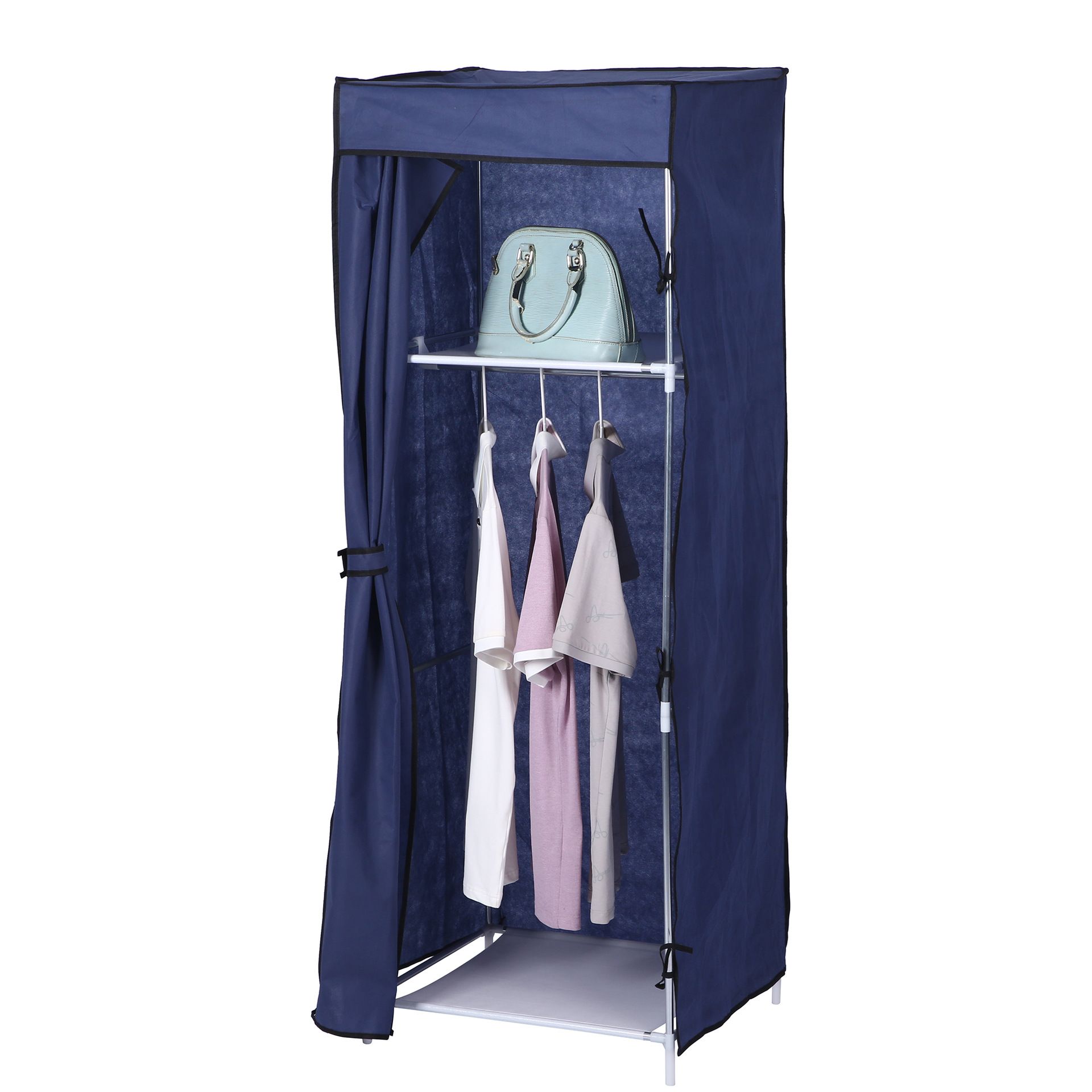 1 Columns DIY Wardrobe,Large Capacity Assemble Closet Wardrobe,Portable Closet for Bedroom,Clothes Rail with Non-Woven Fabric Cover, Clothes Storage Organizer( RN-7504）