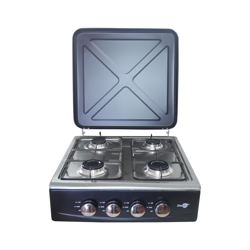 SGS-6024S Stainless Steel Deluxe 4 Burner Table Top Gas Cooker Stove  Cooktop Gas Stove  Low Gas Consumption  Safety   Thick Body