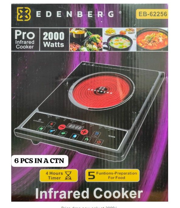 Edenberg EB-62256 2000 Watts Induction Cooker  5 Funtions-Preparation For Food 4 Hour Timer