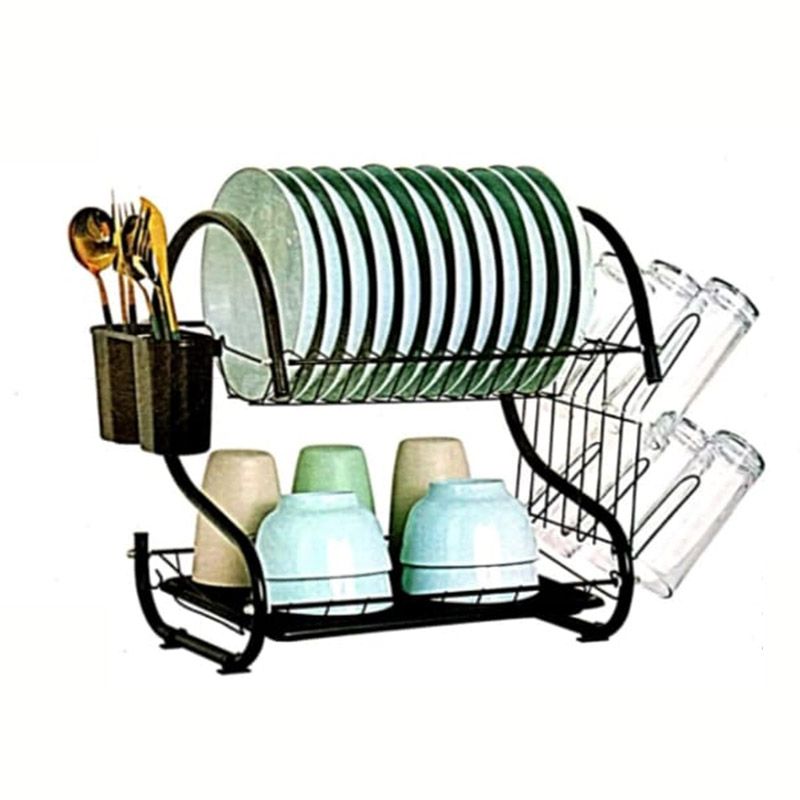 RASHNIK 16inch /18inch 2-layer dish rack dish drainer drain rack stainless steel storage rack utensils rack kitchen tools