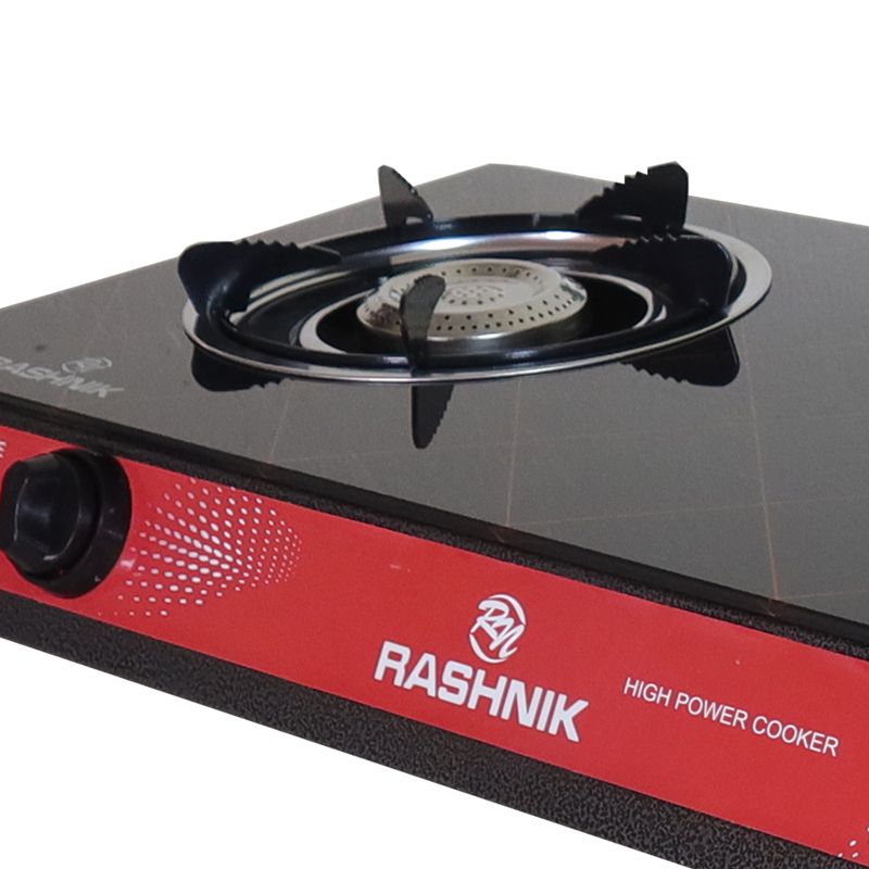 RASHNIK    RN-201  2  Burner GLass  Top Gas  Cooker  Gas Stove with  Steel Construction Piezoelectric Ignition