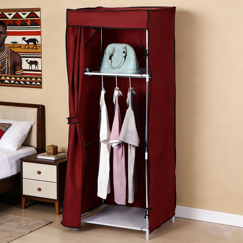 1 Columns DIY Wardrobe,Large Capacity Assemble Closet Wardrobe,Portable Closet for Bedroom,Clothes Rail with Non-Woven Fabric Cover, Clothes Storage Organizer( RN-7504）