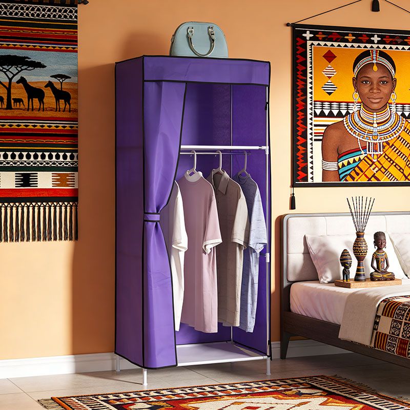 1 Columns DIY Wardrobe,Large Capacity Assemble Closet Wardrobe,Portable Closet for Bedroom,Clothes Rail with Non-Woven Fabric Cover, Clothes Storage Organizer( RN-7504）